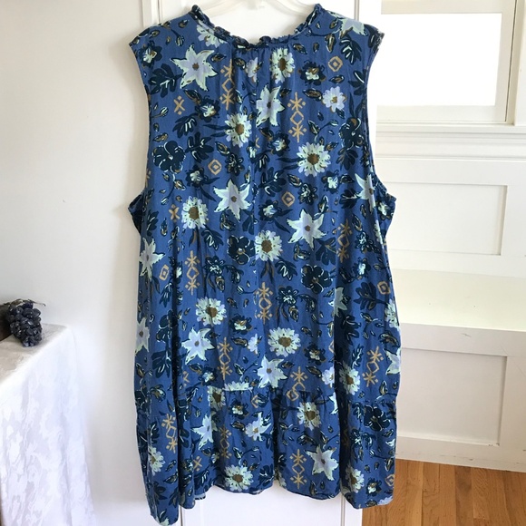 SONOMA Blue Floral Sleeveless Midi Dress Linen Rayon Women’s Plus Size 5X - Picture 10 of 16
